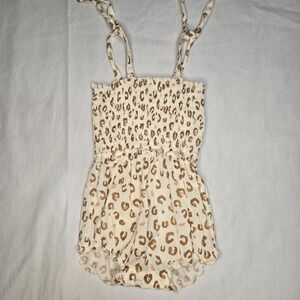 The New Society‎ Baby Girl Size 6 Months Leopard Print Sleeveless Romper EUC